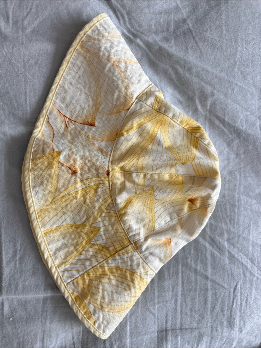 Yellow Floral Cotton Bucket Hat Women’s One Size Summer Sun Hat
